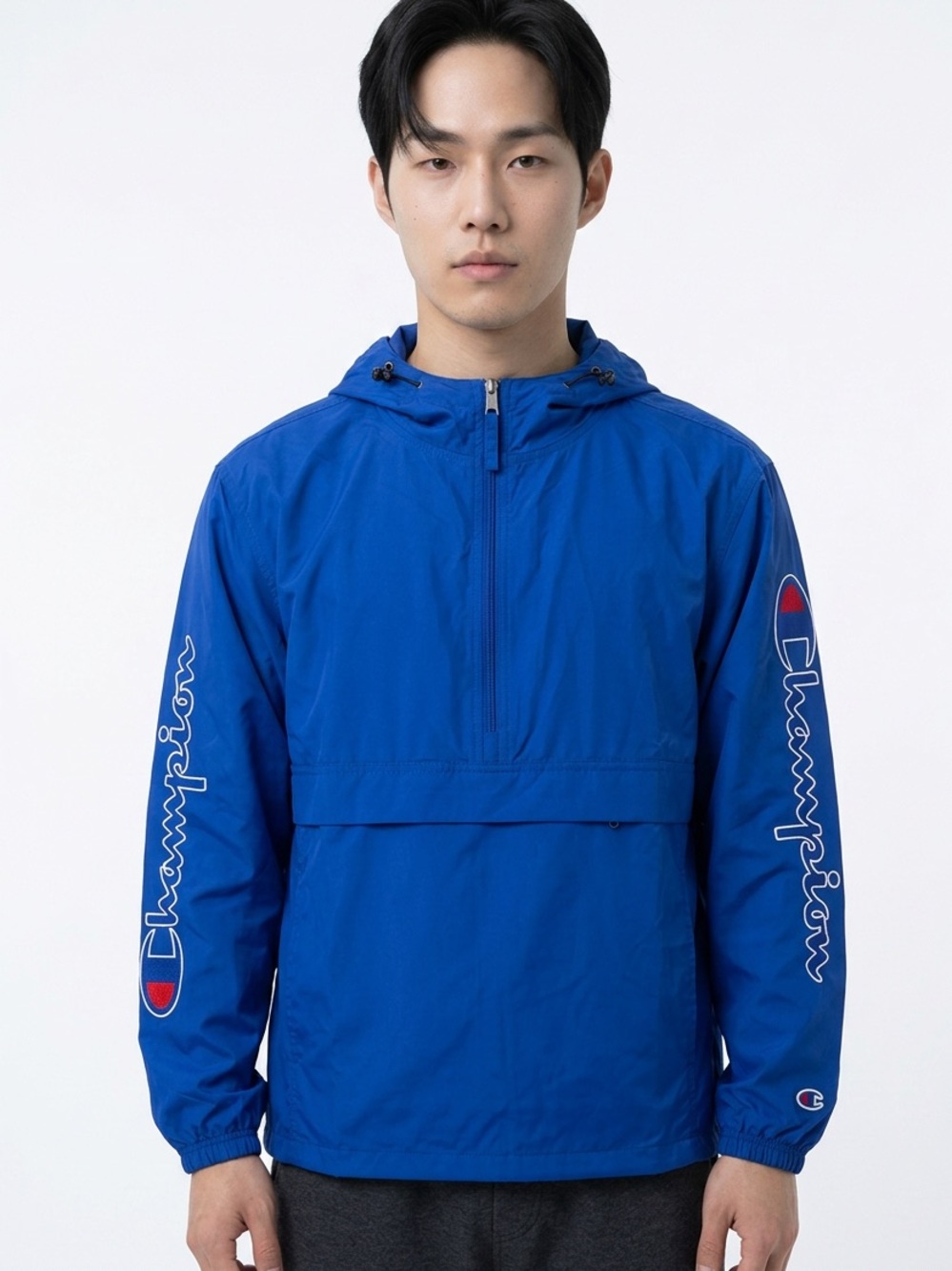Champion Mens‎ Royal Blue Big C Logo Half Zip Windbreaker Anorak CB1012 Small